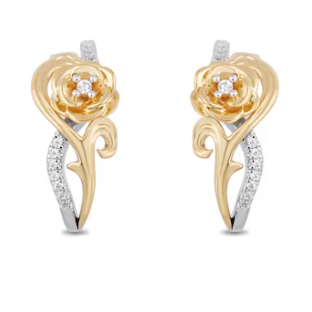 Collectors Edition Enchanted Disney Beauty and the Beast Diamond Stud Earrings